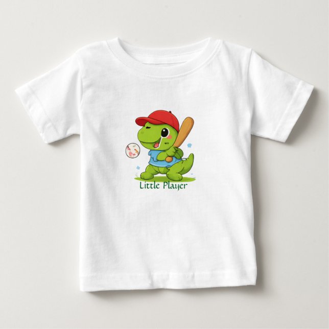 Cute Baseball Dinosaur T-Rex Sports T-Shirt (Front)
