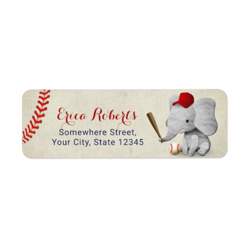 Cute Baseball Elephant Boy Vintage Label