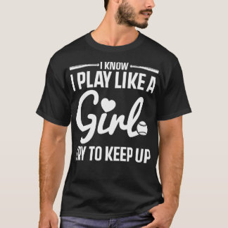 Cute Baseball For Women Girls Sporty Softball Team T-Shirt