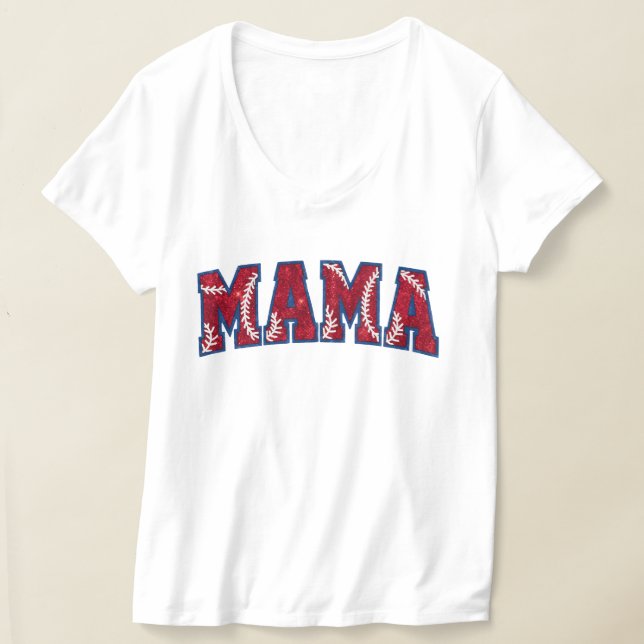 Cute Baseball Mama word art  T-Shirt (Laydown)