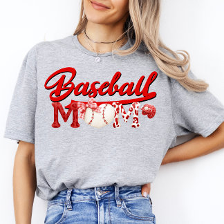 Cute Baseball Mom Game Day Modern Cheer Mother  T-Shirt