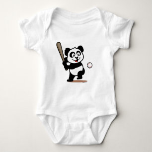 Cute Baseball Panda Baby Bodysuit