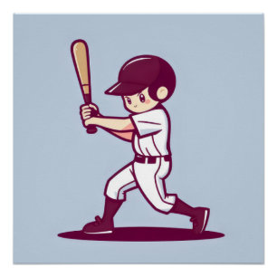 cute baseball player poster