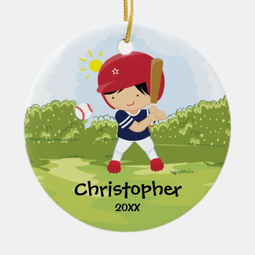 Cute Baseball Player Sport Christmas Ornament