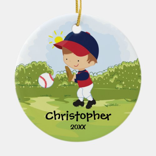 Cute Baseball Player Sport Christmas Ornament