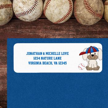 Cute Baseball Puppy Dog Address Label by TheCutieCollection at Zazzle