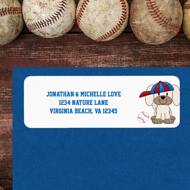 Cute Baseball Puppy Dog Address Label (Creator Uploaded)