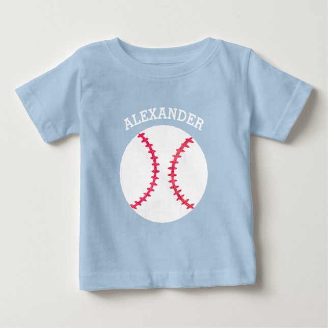 Cute Baseball Softball Personalized Baby Sports T-Shirt (Front)