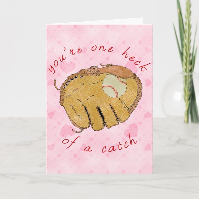 Cute Baseball Softball Valentine's Day Card (Front)