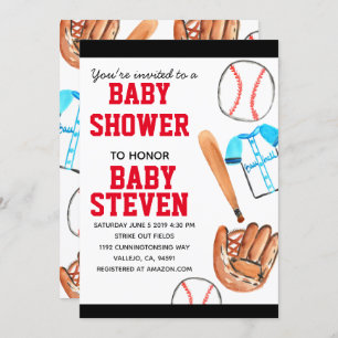 Cute baseball sport baby shower party invite