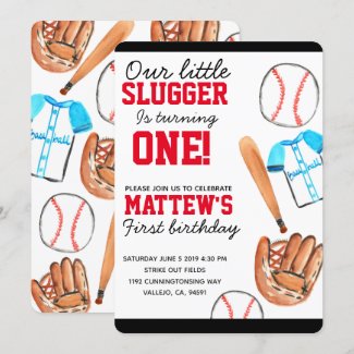Cute baseball sport  birthday party invitation