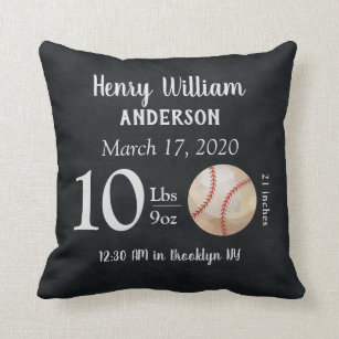 Baseball Player on Giant Baseball Throw Pillow