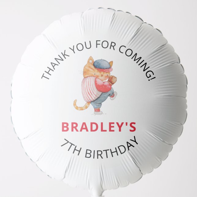 Cute Baseball Sports Boys Birthday Party Thank You Balloon (Front)