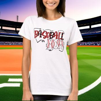 Cute Baseball Sports Mom Word Art T-shirt by DoodlesHolidayGifts at Zazzle