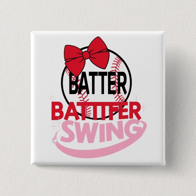  Cute Baseball-Themed "Batter Batter Swing" Design Button (Front)