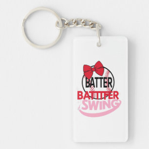 Cute Baseball-Themed "Batter Batter Swing" Design Keychain