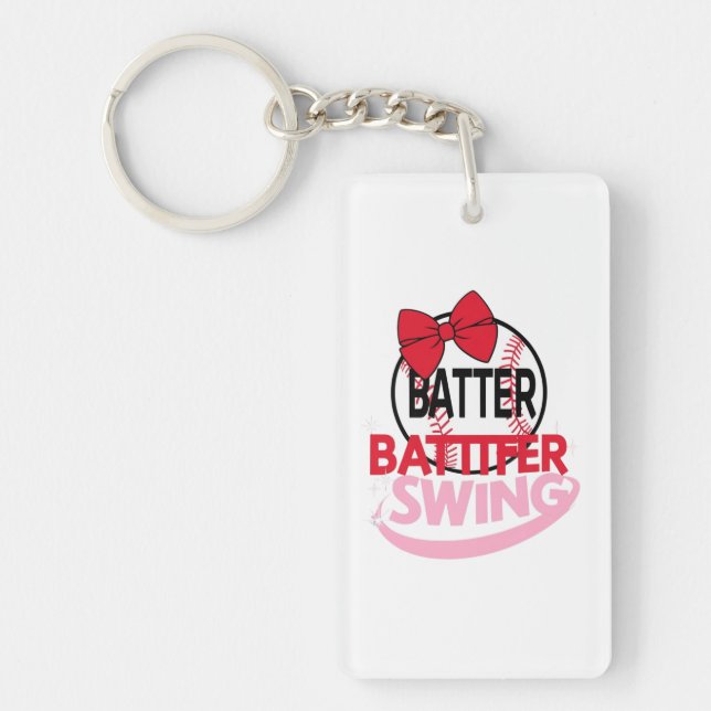  Cute Baseball-Themed "Batter Batter Swing" Design Keychain (Front)
