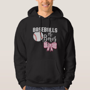 Cute Baseballs or Bows Gender Reveal - Team Boy or Hoodie