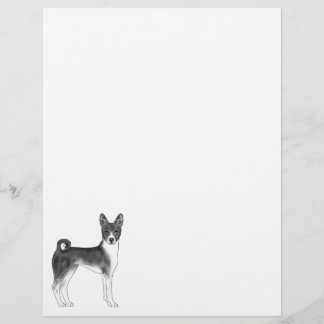 Cute Basenji Dog Illustration In Black And White Letterhead