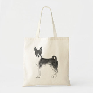 Cute Basenji Dog Illustration In Black And White Tote Bag