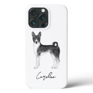 Cute Basenji Dog In Black And White &amp; Custom Name iPhone 13 Pro Case