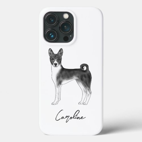 Cute Basenji Dog In Black And White  Custom Name iPhone 13 Pro Case