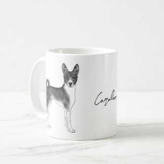 Cute Basenji Dog In Black And White &amp; Custom Text Coffee Mug