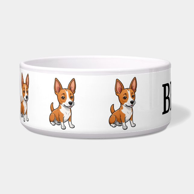 Cute Basenji Personalize Bowl (Left)