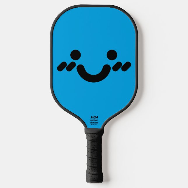 Cute Bashful Face Blue Pickleball Paddle (Front)