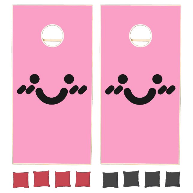 Cute Bashful Face Light Pink Cornhole Set (Set)