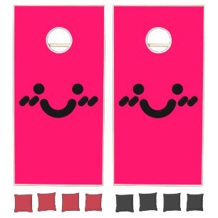 Cute Bashful Face Pink Cornhole Set