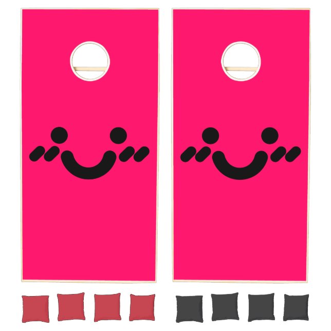 Cute Bashful Face Pink Cornhole Set (Set)