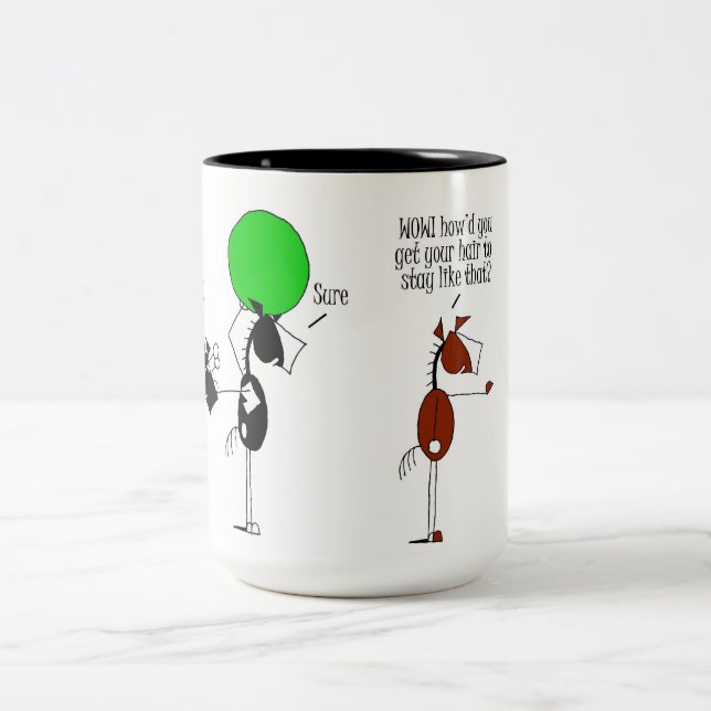 Cute Bashkir Horse Cartoon Two-Tone Coffee Mug (Center)
