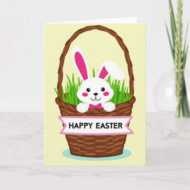 Cute Basket Animal Greeting Card (Front)