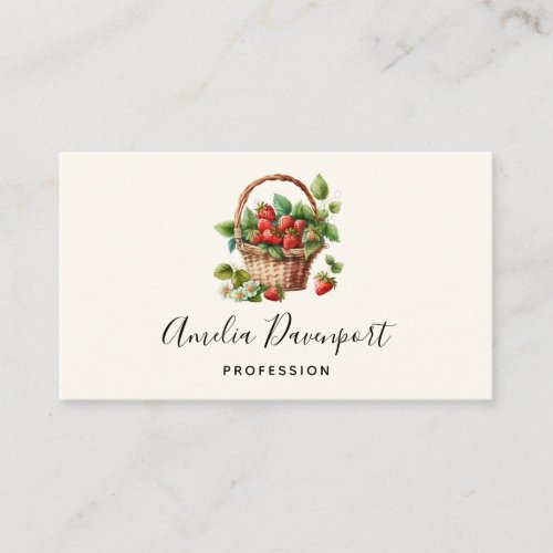 Cute Basket Full of Strawberries Business Card