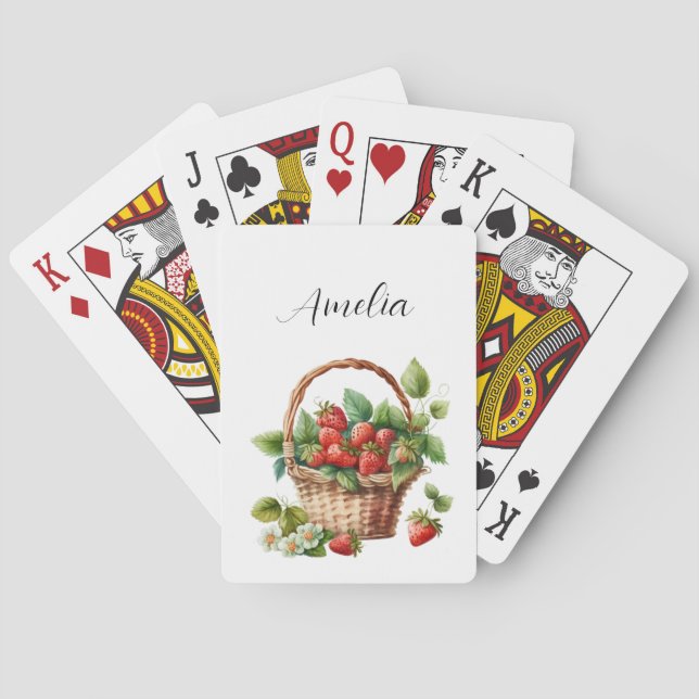 Cute Basket Full of Strawberries Poker Cards (Back)
