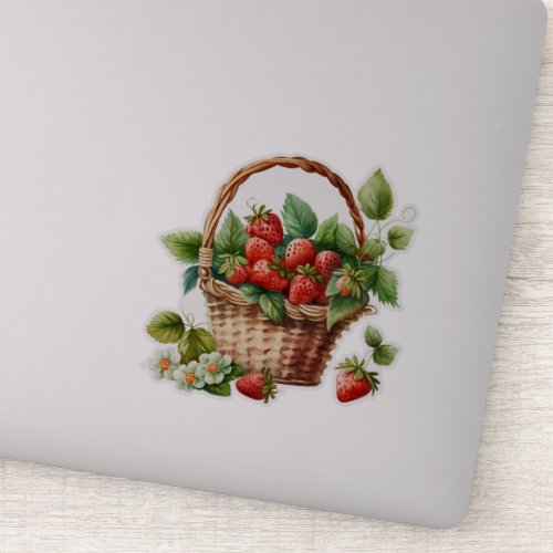 Cute Basket Full of Strawberries Sticker