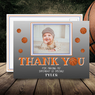 Cute Basketball Balls Chalkboard Photo Thank you Postcard