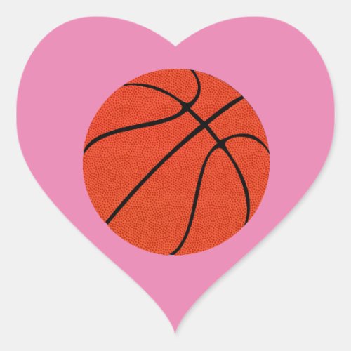 Cute Basketball Custom Background Color Sports Heart Sticker