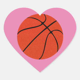 Cute Basketball Custom Background Color Sports Heart Sticker