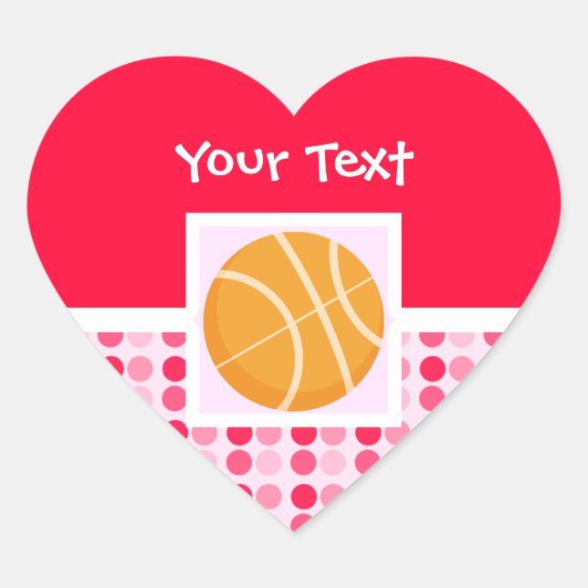 Cute Basketball Heart Sticker (Front)