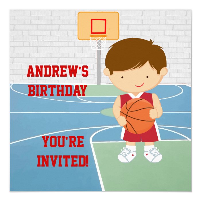 Cute Basketball kids Birthday Party Invitation