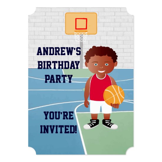 Cute Basketball kids Birthday Party Invitation