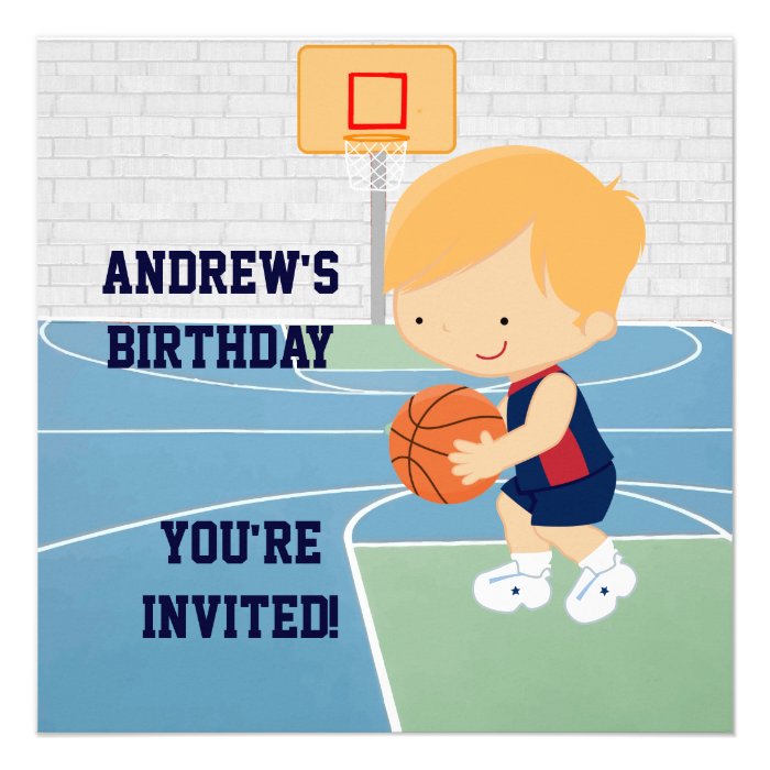 Cute Basketball kids Birthday Party Invitation