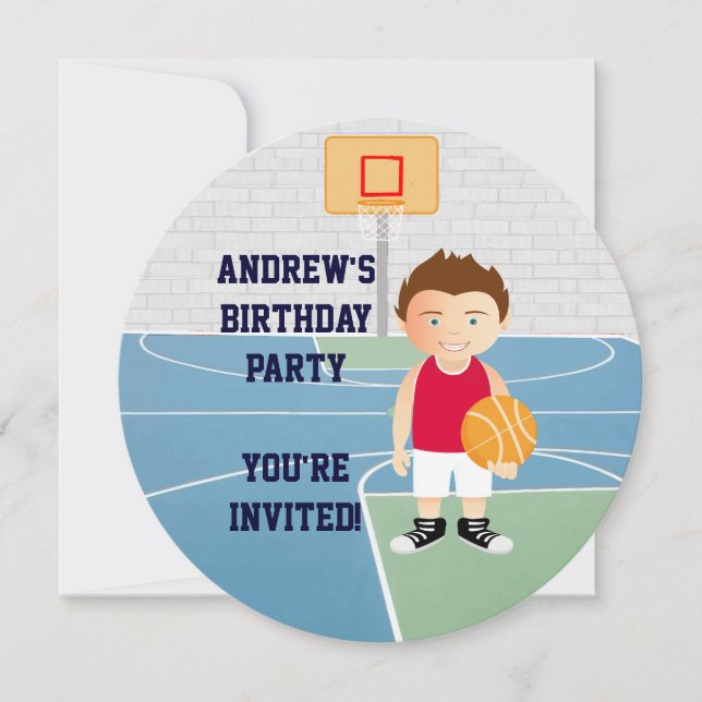 Cute Basketball kids Birthday Party Invitation (Front)