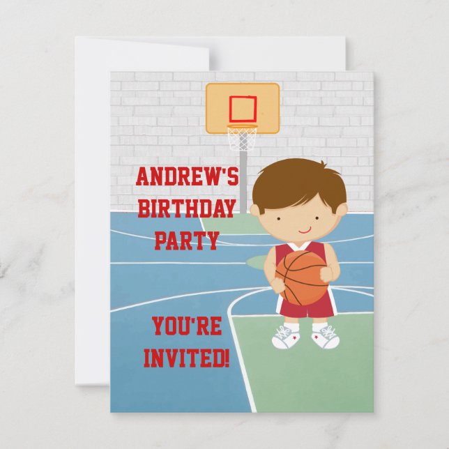 Cute Basketball kids Birthday Party Invitation (Front)
