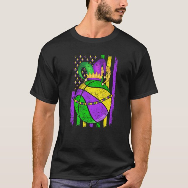Cute Basketball Mardi Gras Hat Party  Festival App T-Shirt (Front)