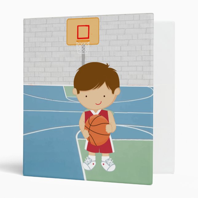 Cute basketball player red basketball jersey 3 ring binder (Front/Inside)