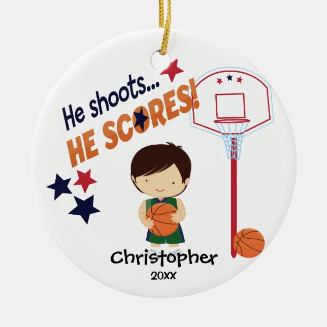 Cute Basketball Player Sport Christmas Ornament (Front)