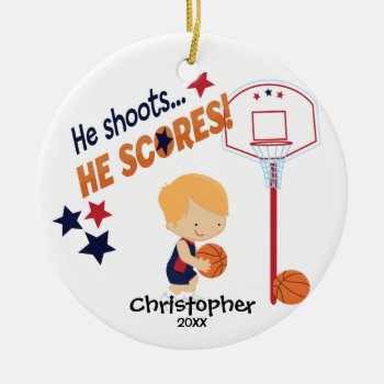 Cute Basketball Player Sport Christmas Ornament by celebrateitornaments at Zazzle